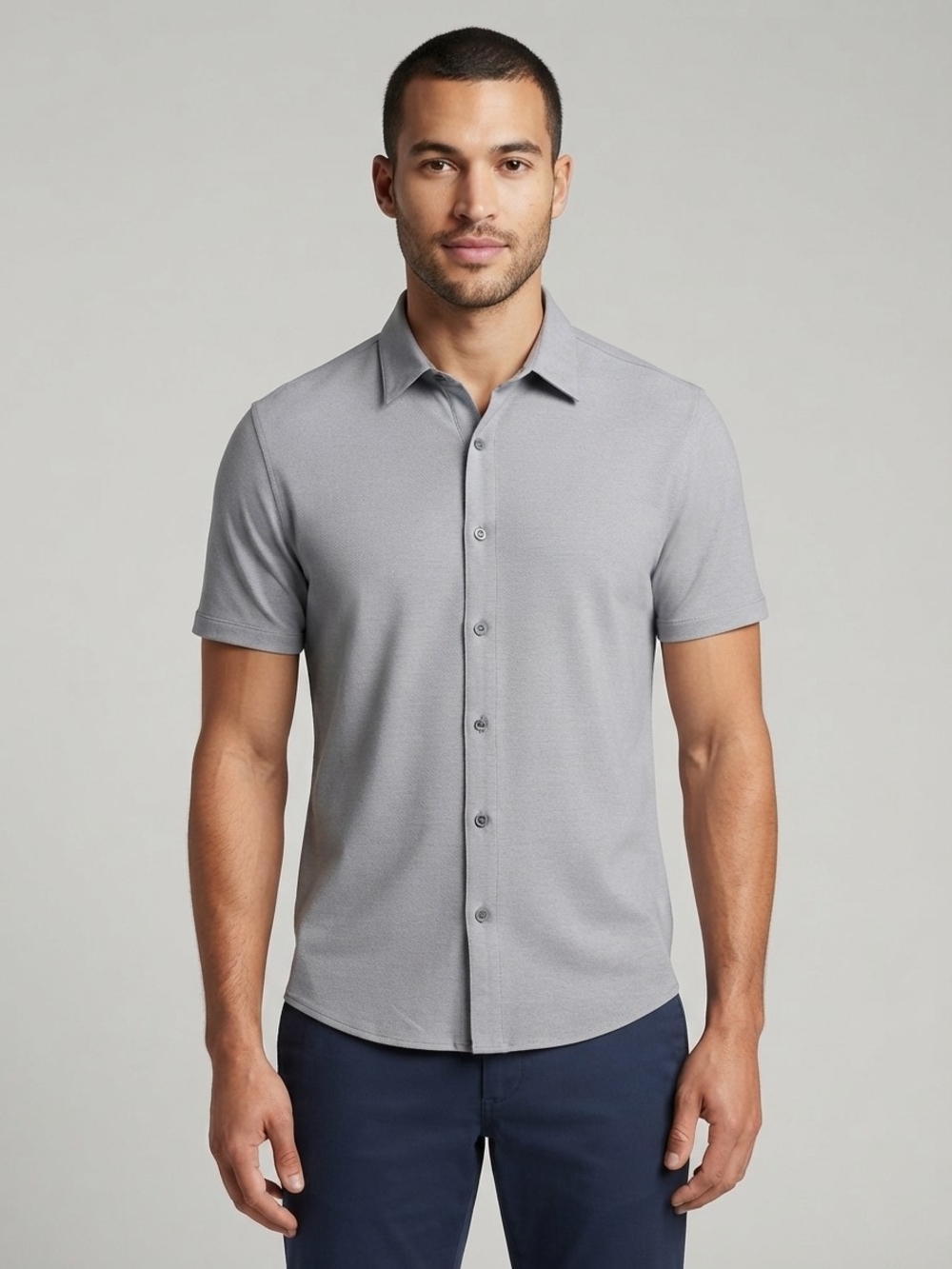 VRST Men's Gray Short Sleeve Performance Button-Down Shirt Size Small EUC